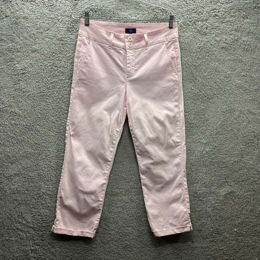 NYDJ Size 6 Pink Capri Stretchy‎ Pants Rhinestones on Cuffs Comfort Casual